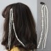 European and American Merad show tassel pearl headwear female tide ponytail bride styling hair street net red exaggerated hair chain