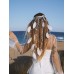 White pearl feather tassel wedding headband seaside vacation hairband Bohemian style hair accessory fairy invia