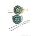 Invia retro ethnic bohemian style hairpin European and American imitation turquoise flower ancient style headwear bun hairpin