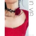 Dark style burgundy rose large tied necklace choker clavicle chain jewelry personality sense neck rope neck chain