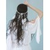 White pearl feather tassel wedding headband seaside vacation hairband Bohemian style hair accessory fairy invia