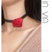 Choker burgundy rose flower collar necklace neck rope tied lock clavicle necklace silk ribbon annual meeting Christmas Harajuku