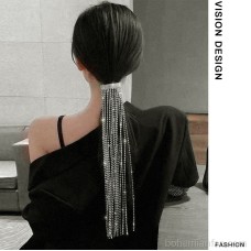 Shiny rhinestone tassel ponytail chain female headwear hair chain Korean hair accessories stage nightclub sexy show performance hair accessories