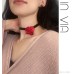 Choker burgundy rose flower collar necklace neck rope tied lock clavicle necklace silk ribbon annual meeting Christmas Harajuku