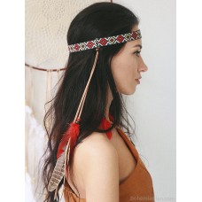 Ethnic bohemian style headwear feather headband Indian tribe retro vacation tourism invia original