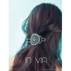 Invia retro ethnic bohemian style hairpin European and American imitation turquoise flower ancient style headwear bun hairpin