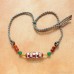 Invia retro ethnic Tibetan necklace female clavicle chain imitation dzi bead hand-woven trade Nepal forehead bracelet