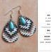 Tribal Indian totem turquoise drop earrings women's 925 silver needle without ear hole Bohemian ethnic wind ear