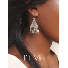 Exquisite heavy ethnic style Nepalese silver jewelry tassel earrings short triangle earrings ancient style