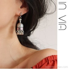 Invia retro ethnic style earrings tassel earrings 925 silver needle Indian exotic style Bohemian jewelry