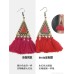 Red Chinese Ethnic Minority Wind Tassel Earrings Female Temperament Long Section Yunnan Earrings Exaggerated Pure Silver Ear Clip Ear Stud