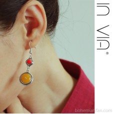 Tibetan-style Nepalese imitation amber earrings female autumn and winter plated 925 silver retro ethnic minority earrings jade