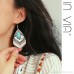 Tribal Indian totem turquoise drop earrings women's 925 silver needle without ear hole Bohemian ethnic wind ear