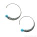 Vintage turquoise Thai silver small hoop earrings ethnic style earrings for men and women hippie style Tibetan Bohemian jewelry Invia