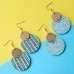 Lightweight! Blue Bohemian style jewelry wooden painted earrings for women 925 silver needle without ear holes ear clip seaside vacation