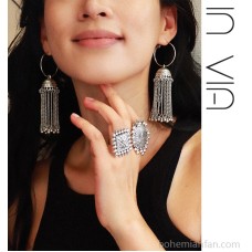 Send retro ethnic style Indian tassel earrings vintage Tibetan Bohemian earrings long earrings