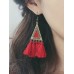 Red Chinese Ethnic Minority Wind Tassel Earrings Female Temperament Long Section Yunnan Earrings Exaggerated Pure Silver Ear Clip Ear Stud