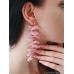 Pink petal earrings 2023 new style long section super fairy sweet temperament tassel earrings vacation invia original