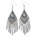 Retro black stone inlaid ethnic style tassel earrings women's short section Bohemian jewelry personality vacation ear pendant