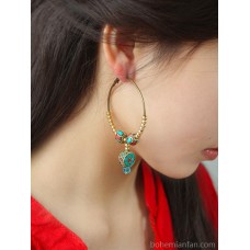 Invia original ethnic style earrings, Nepalese earrings, Tibetan earrings, large circle earrings for women, retro earrings