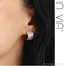 Vintage Dong ethnic style earrings female s925 silver hollow ear buckle ear hoop Tibetan silver men's couple earrings