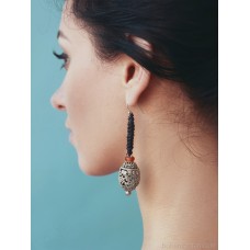 Original ethnic style earrings Tibetan style earrings pure silver needle Thai silver antique dragon and phoenix film and television costume