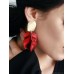 Red petal ear studs female sterling silver needle earrings 2023 new style trendy s925 hypoallergenic exaggerated temperament long earrings