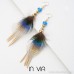 Invia original feather tassel earrings women's pure silver needle without ear hole can be changed ear clip temperament personality vacation ear decoration