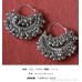 Vintage silver circle tassel ethnic earrings, Bohemian style accessories, female 925 silver needle exotic style