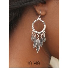 Drop-shaped feather leaf tassel earrings 2023 new style trendy earrings for women temperament European and American Bohemian style