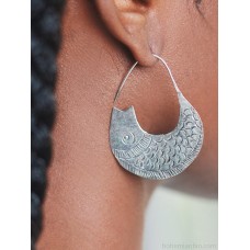 Limited edition retro old Miao silver fish unique earrings ethnic style jewelry female personality ear cuffs literary style ear studs