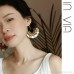 Invia Bohemian style earrings literary retro fan-shaped earrings female 925 silver pin vacation wind exaggerated