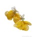 Invia yellow fabric flower crystal earrings female 925 silver pin female Korean version versatile vacation New Year earrings exaggerated