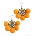 Milaad yellow orange wool ball earrings silver needle fan-shaped ear pendant female temperament without ear hole vacation invia original