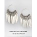 Retro Original National Wind Ear Stud Tassel Earrings Unique Circle Earrings Female Exaggerated Silver Jewelry Ear Circle Ancient Costume Film and Television