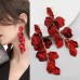 Red petal ear studs female sterling silver needle earrings 2023 new style trendy s925 hypoallergenic exaggerated temperament long earrings