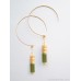 High-end new Chinese-style earrings ethnic style green jade plated with 14k gold sand earrings invia original design