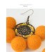 Milaad yellow orange wool ball earrings silver needle fan-shaped ear pendant female temperament without ear hole vacation invia original