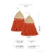 Orange Bohemian style seaside vacation tassel earrings long earrings exaggerated tassel without ear holes