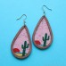 Tribal style Indian exotic earrings hand-painted water drop earrings 925 silver needle Bohemian non-pierced ear clip