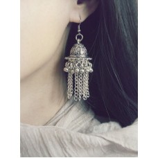 Ethnic Tibetan Nepalese earrings tassel earrings for women silver needle retro Bohemian silver ear clip ear pendant