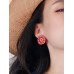 Red colored flower round earrings female 925 silver pin 2023 new vacation earrings Bohemian style earrings jewelry