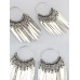 Retro Original National Wind Ear Stud Tassel Earrings Unique Circle Earrings Female Exaggerated Silver Jewelry Ear Circle Ancient Costume Film and Television