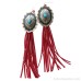 Invia original Bohemian ethnic style long tassel earrings for women, red earrings, Indian Western cowboy