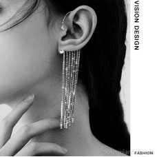 Inlaid super shiny full diamond tassel earrings light luxury high-end ear hanging women's no ear hole 2023 new style trendy night club ear