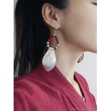 Ethnic style large earrings for women, 925 silver needle earrings, Hanfu retro style, Tibetan accessories, can be converted to clip-on earrings, invia