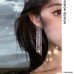 Inlaid super shiny full diamond tassel earrings light luxury high-end ear hanging women's no ear hole 2023 new style trendy night club ear