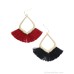 Ethnic earrings Bohemian style jewelry burgundy black tassel earrings ear clips without ear holes for women can be changed to silver needles