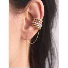 Original ins French pearl earrings female ear bone clip ear high-end sense ear line 2023 new style trendy ear studs integrated