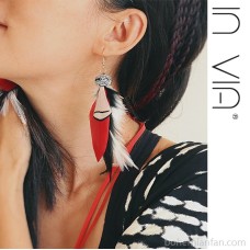 Invia Bohemian red feather tassel earrings for women long S925 silver needle earrings autumn and winter ethnic style